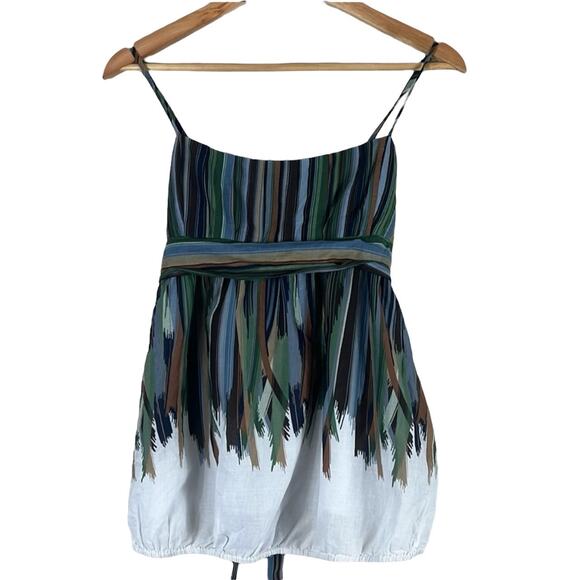 BCBGMaxAzria Tank Top Womens S Multicolor Striped 100% Cotton Y2K Indie Sleaze - Picture 1 of 5